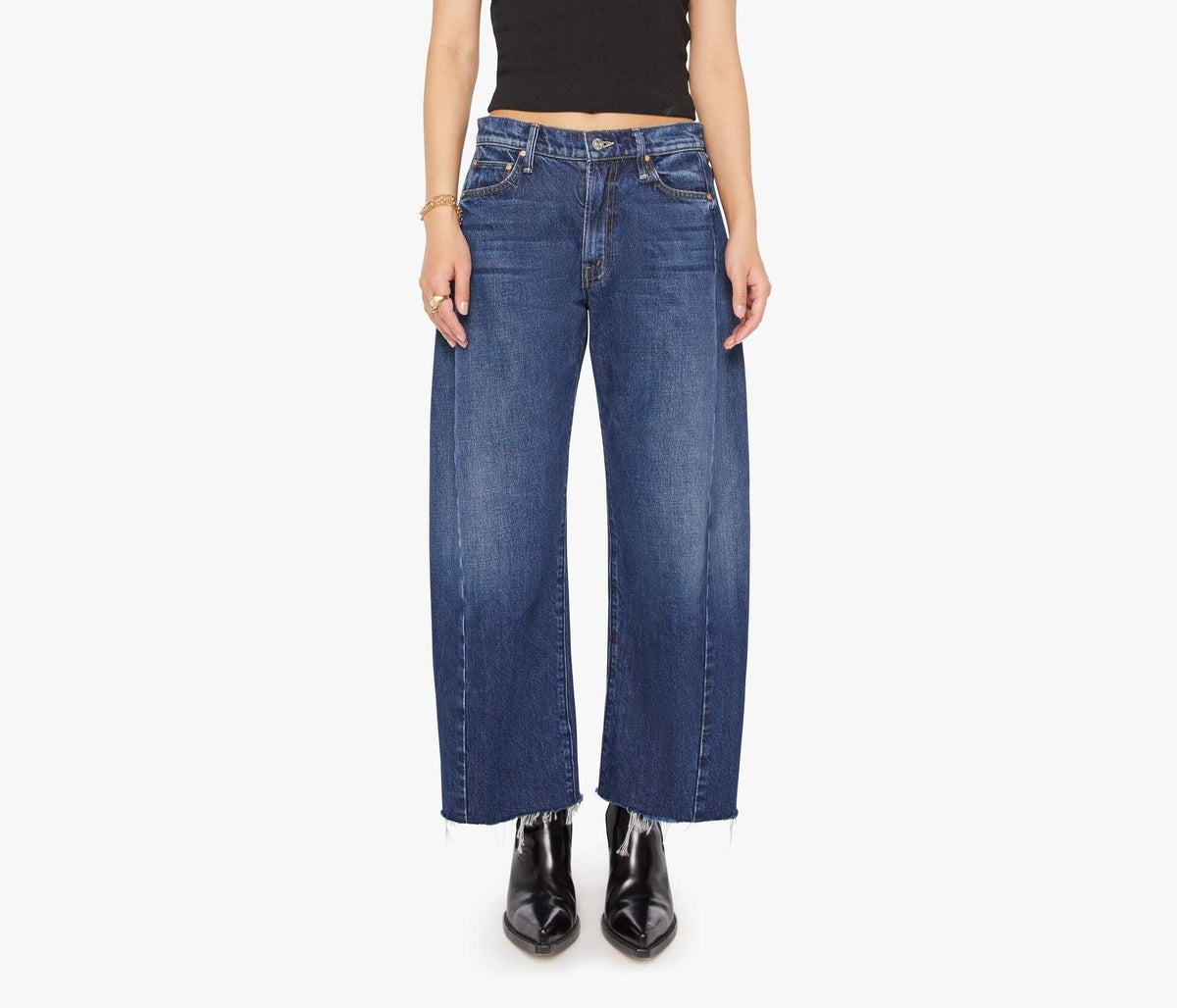 MOTHER Lil Mid Rise Full Pipe Flood Fray Jeans