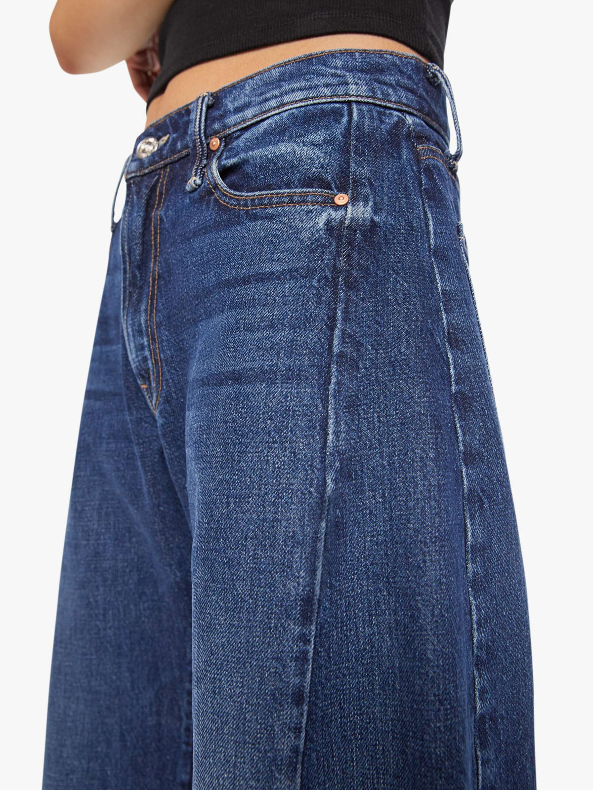 MOTHER Lil Mid Rise Full Pipe Flood Fray Jeans