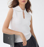 Autumn Cashmere Mesh Keyhole Johnny Collar Top
