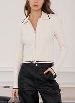 Autumn Cashmere Cable Zip Front Collared Jacket