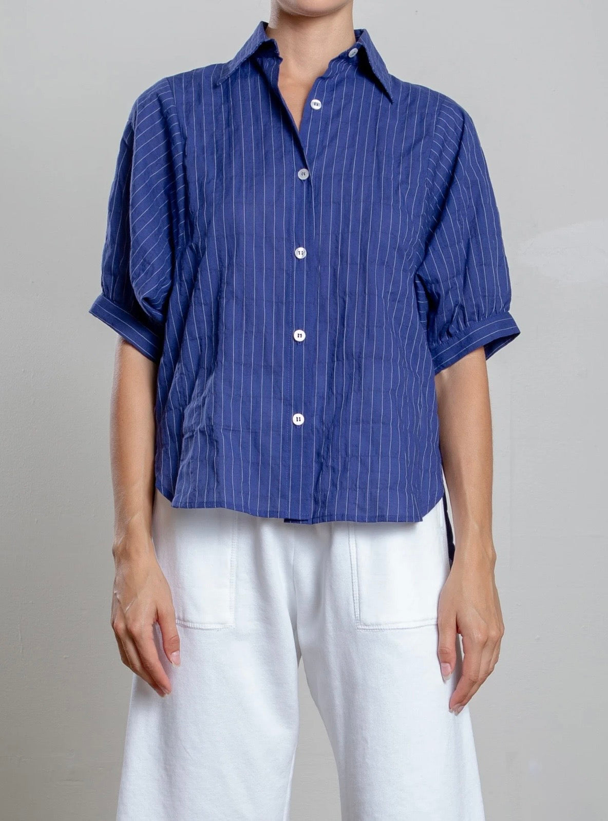 Pharaoh Claude Shirt in Japanese Stripe in Navy
