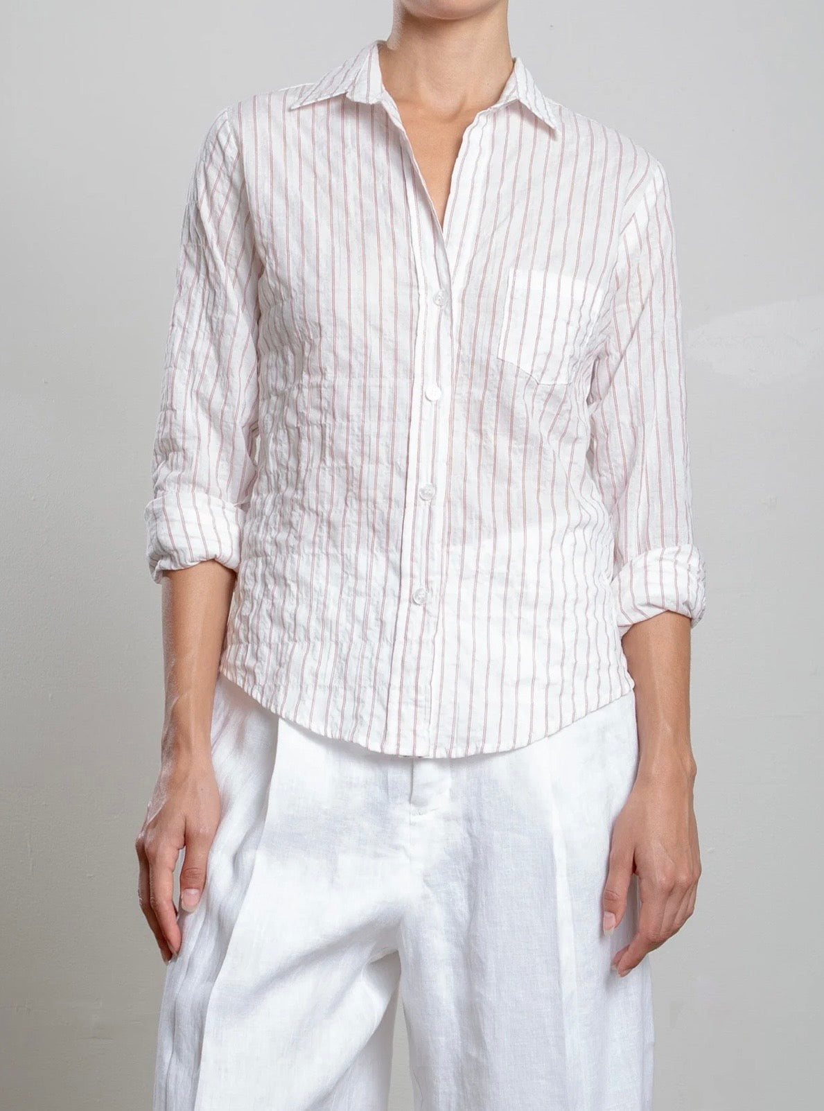 Pharaoh Layla Shirt in Japanese Stripe in Brick