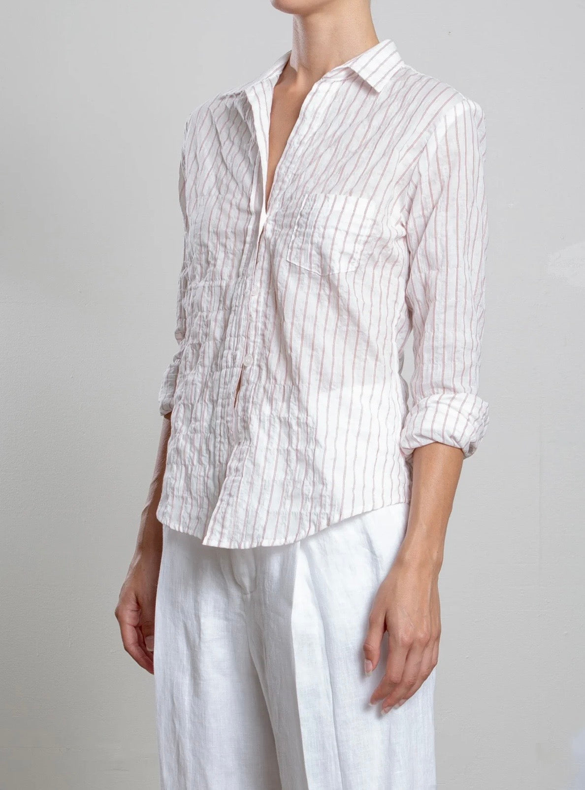 Pharaoh Layla Shirt In Japanese Stripe in Brick