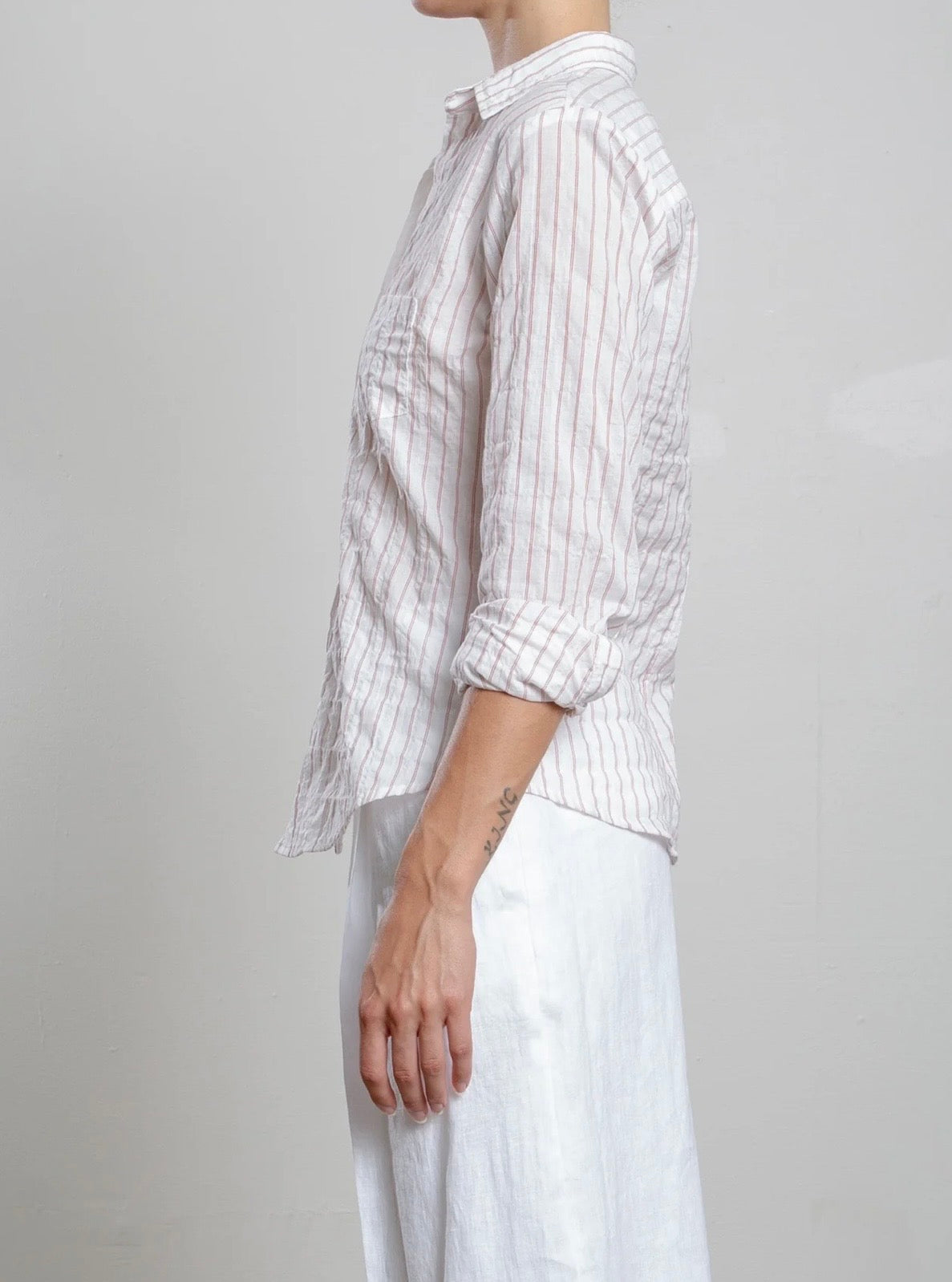 Pharaoh Layla Shirt In Japanese Stripe in Brick 