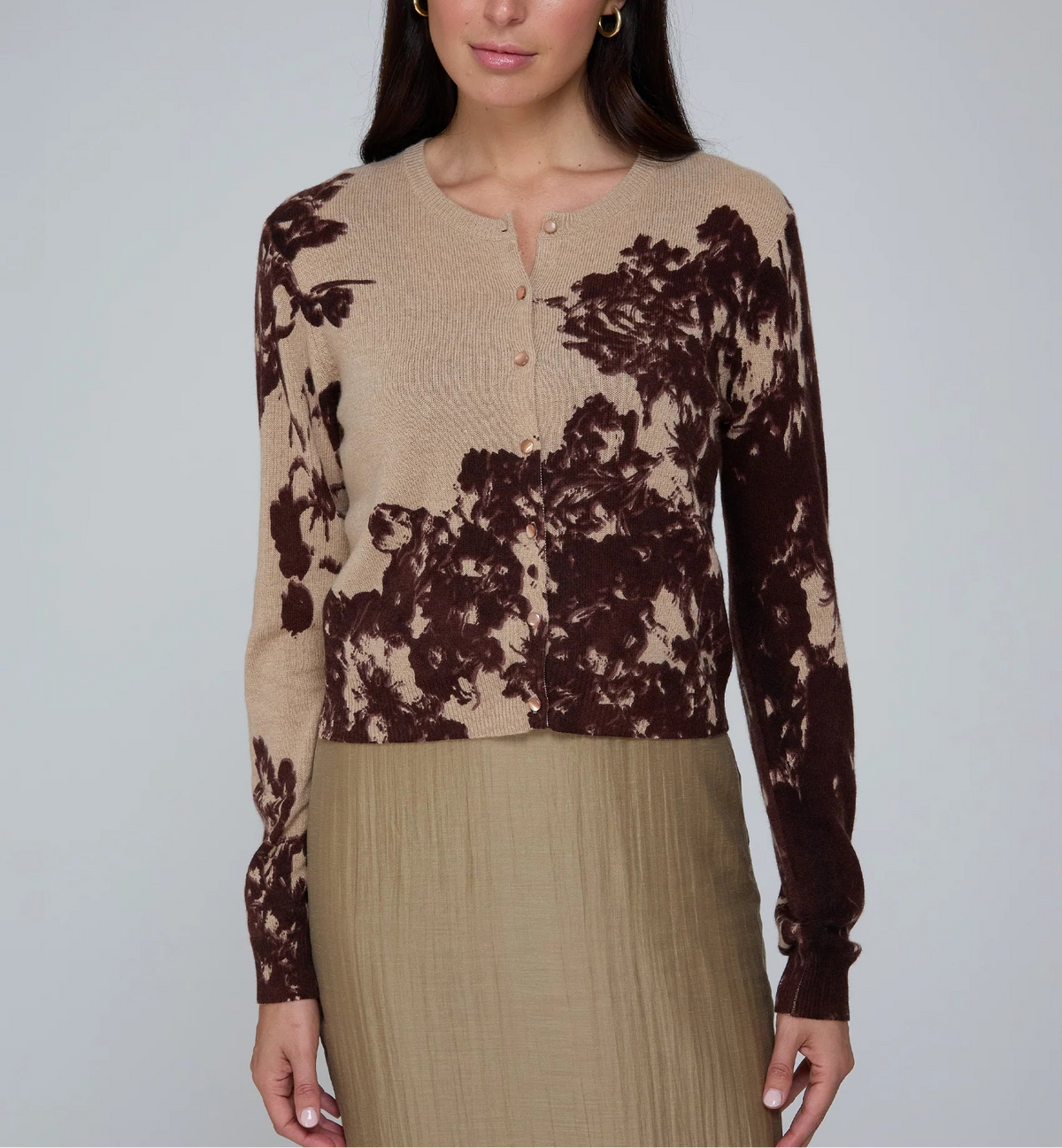 Autumn Cashmere Placed Floral Cashmere Cardigan