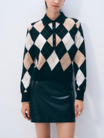 White & Warren Cashmere Argyle L/S Polo