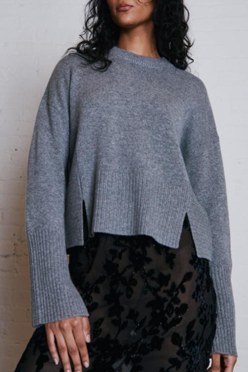 Autumn Cashmere Rib Detail Boxy Crew