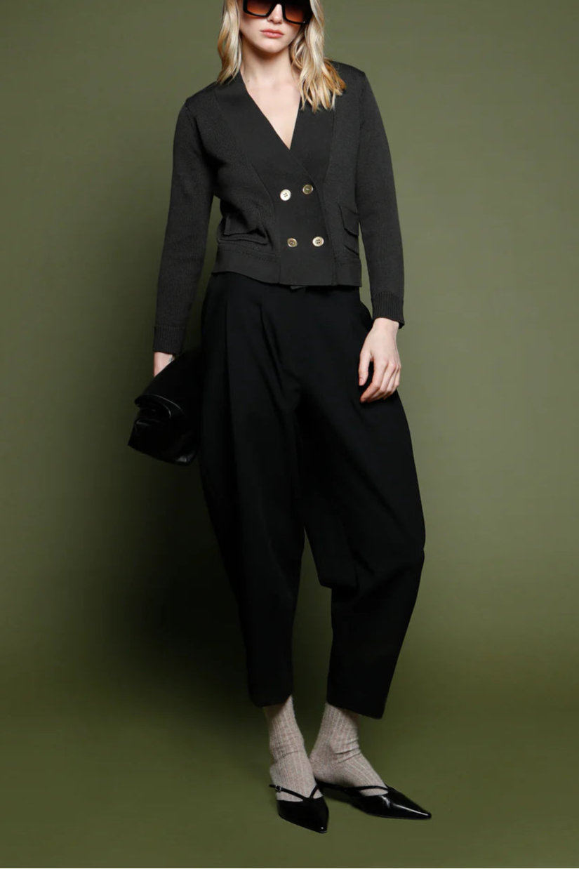 Psophia Double Button Cropped Wool Cardigan