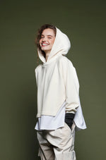 Psophia Cropped Mixed Media Hoodie