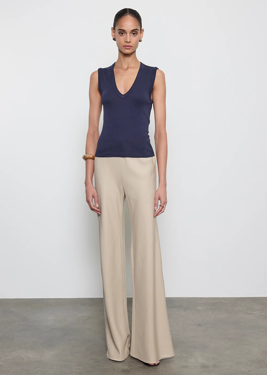 Enza Costa Cotton V-Neck Sleeveless Top