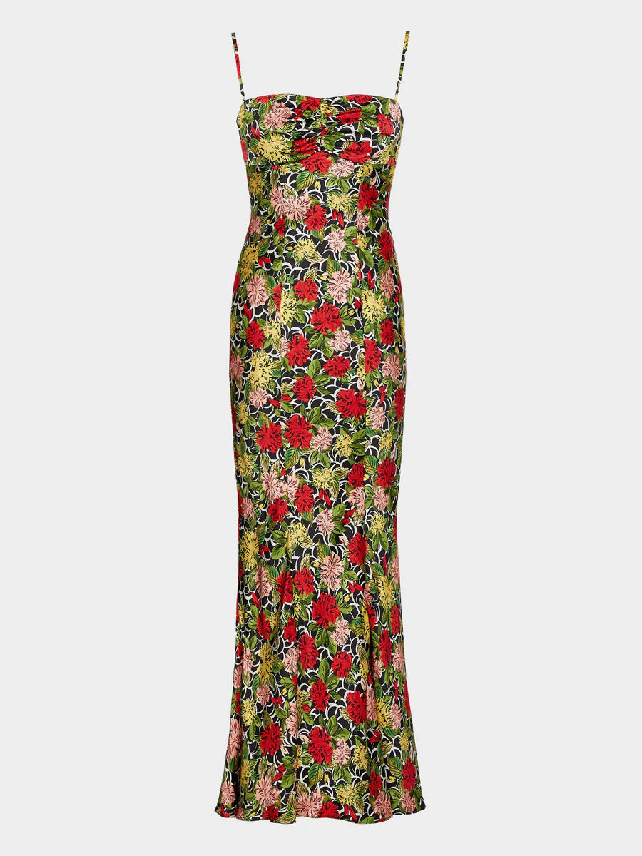 Saloni | Renee Long Dress in Lantana Noir Saloni | Renee Long Dress in Lantana Noir