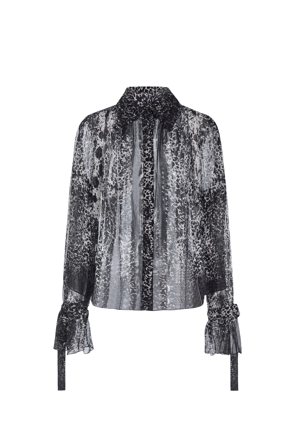 Derek Lam Abstract Animal Print Georgette Ruched Button Front Blouse