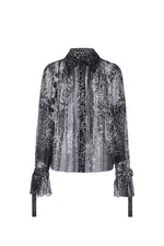 Derek Lam Abstract Animal Print Georgette Ruched Button Front Blouse