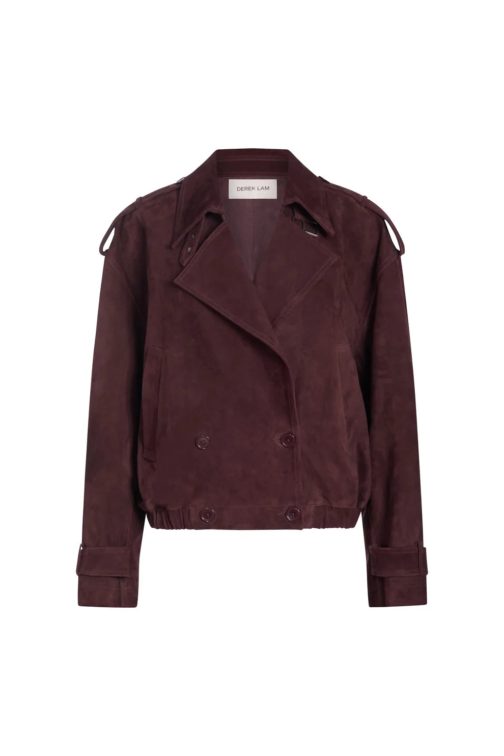 Derek Lam Luxe Goat Suede Double Breasted Blouson Jacket