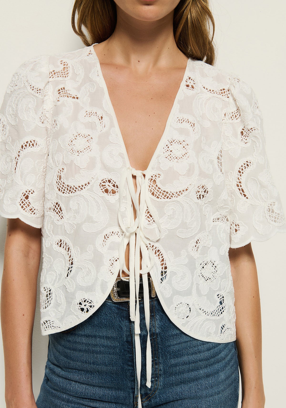 Nation Rosalyn Tie Front Top