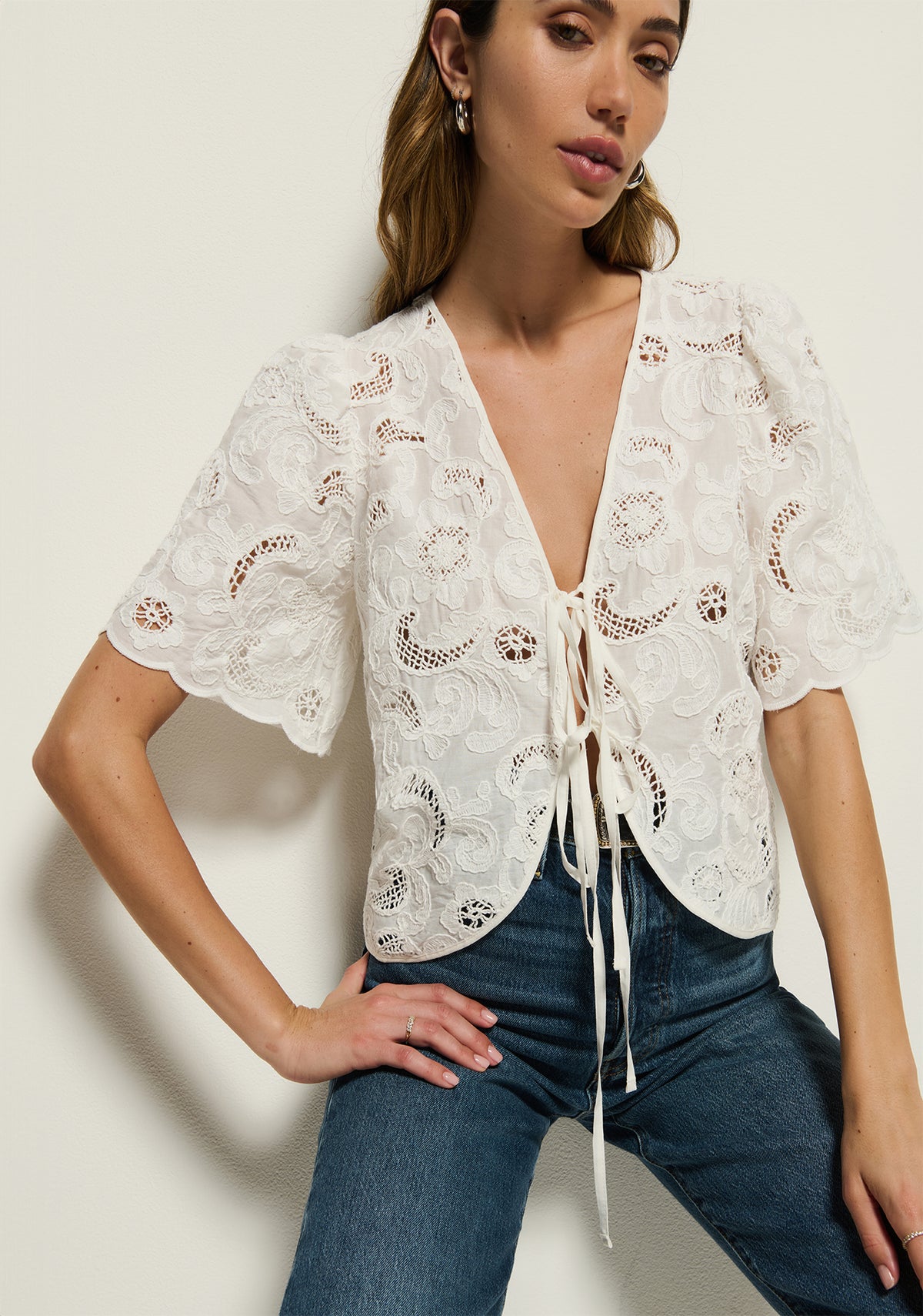 Nation Rosalyn Tie Front Top