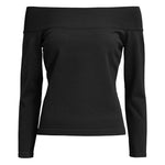 Rvn Off The Shoulder Crepe Knit Top