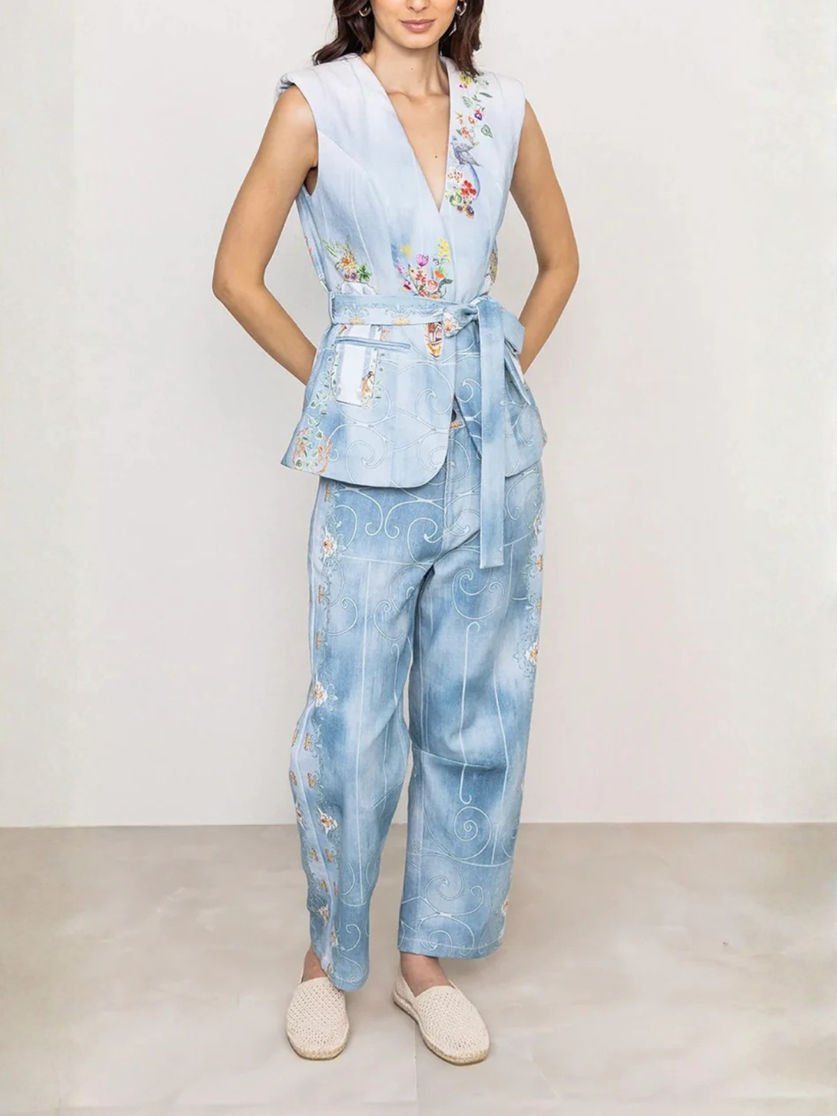 Ranna Gill Rafia Belted Waist Coat_EE05