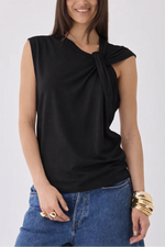 Majestic Filatures Cotton Linen Twist Front Sleeveless Top