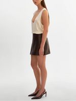 Lamarque Leather Basket Weave Mini Skirt