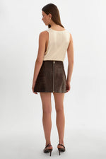 Lamarque Leather Basket Weave Mini Skirt