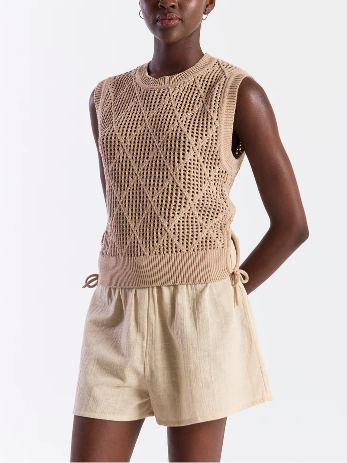 Wispr Tie Detail Diamond Vest