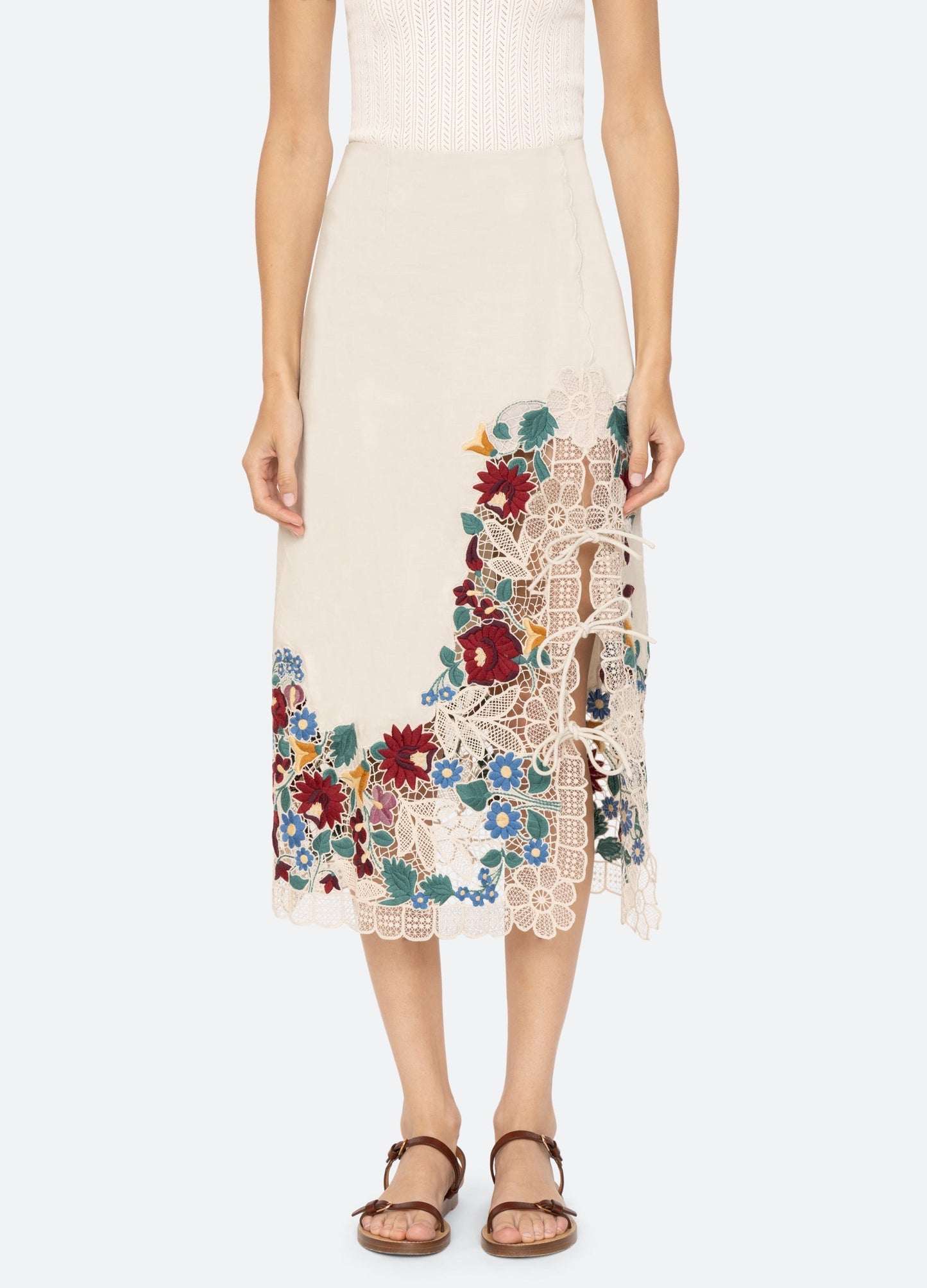 Sea Katharine Embroidery Tie Skirt