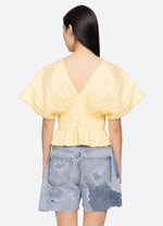 Sea Zora Solid Pleated Sleeve Top