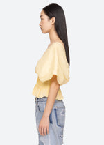 Sea Zora Solid Pleated Sleeve Top