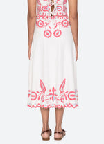 Sea Eevi Embroidered Twill Midi Skirt
