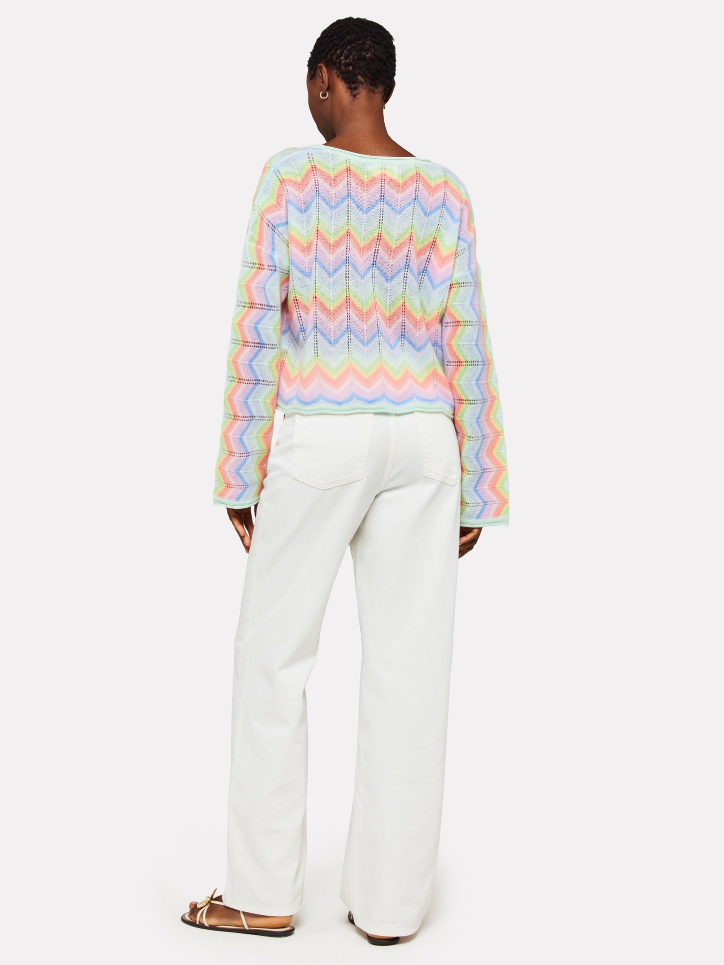 Brodie Rainbow Chevron Slash Neck Sweater