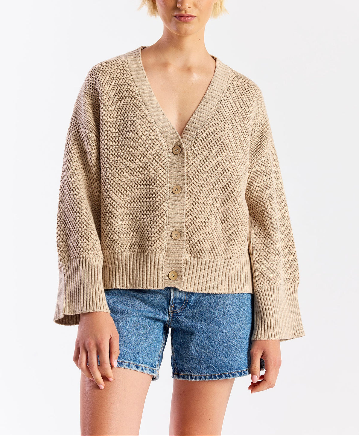 Wispr Pointelle Stitch Detail Cardi