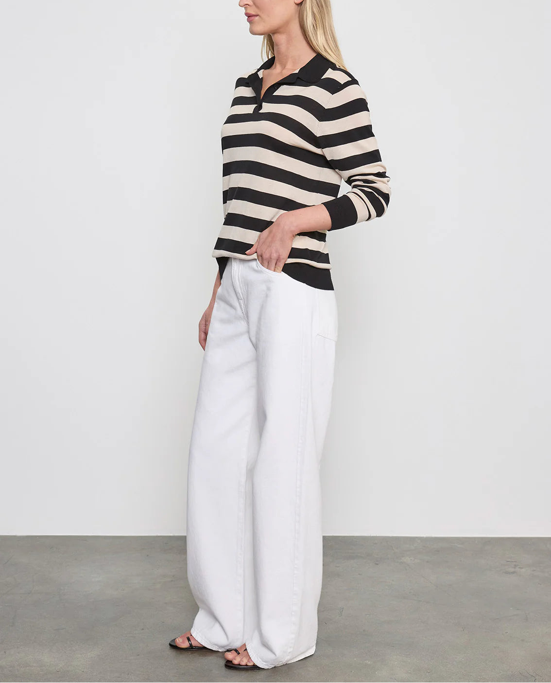 Enza Costa Stripe Silk Knit Polo