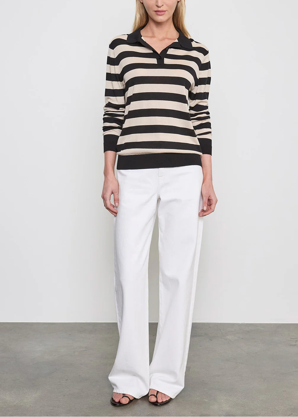 Enza Costa Stripe Silk Knit Polo