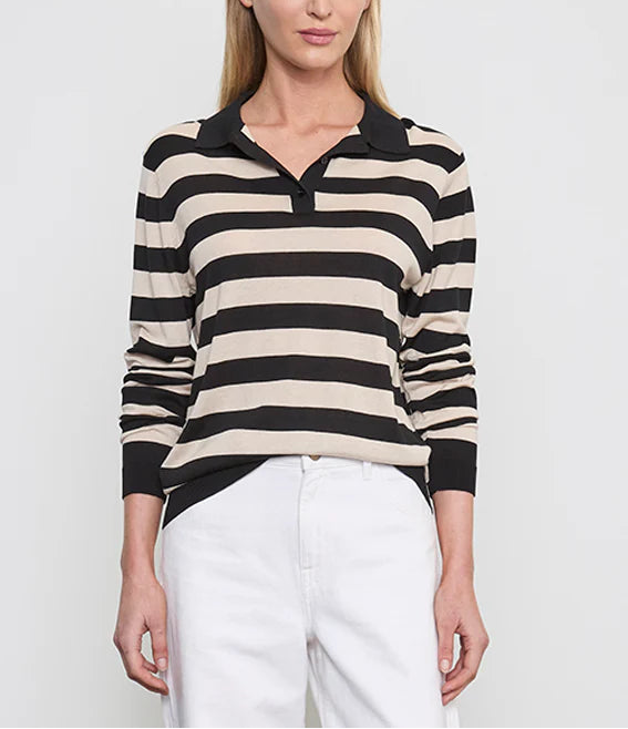 Enza Costa Stripe Silk Knit Polo