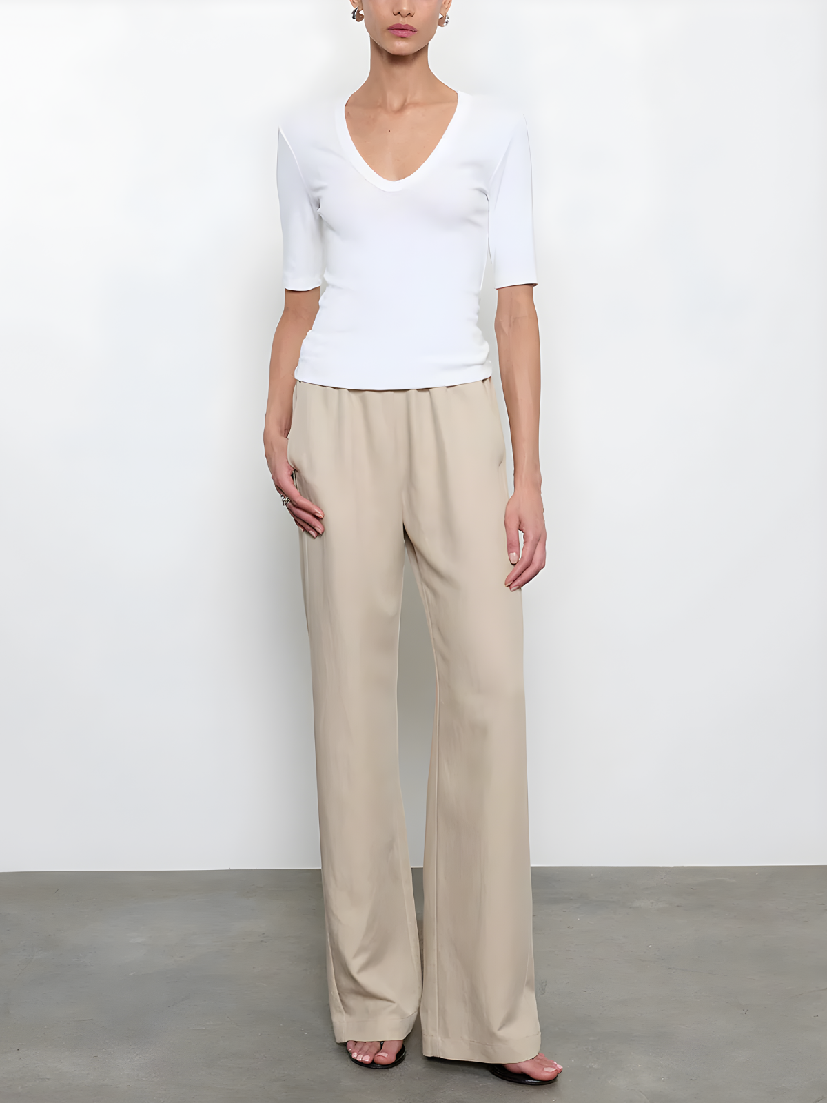 Enza Costa Textured Knit Half Sleeve Top