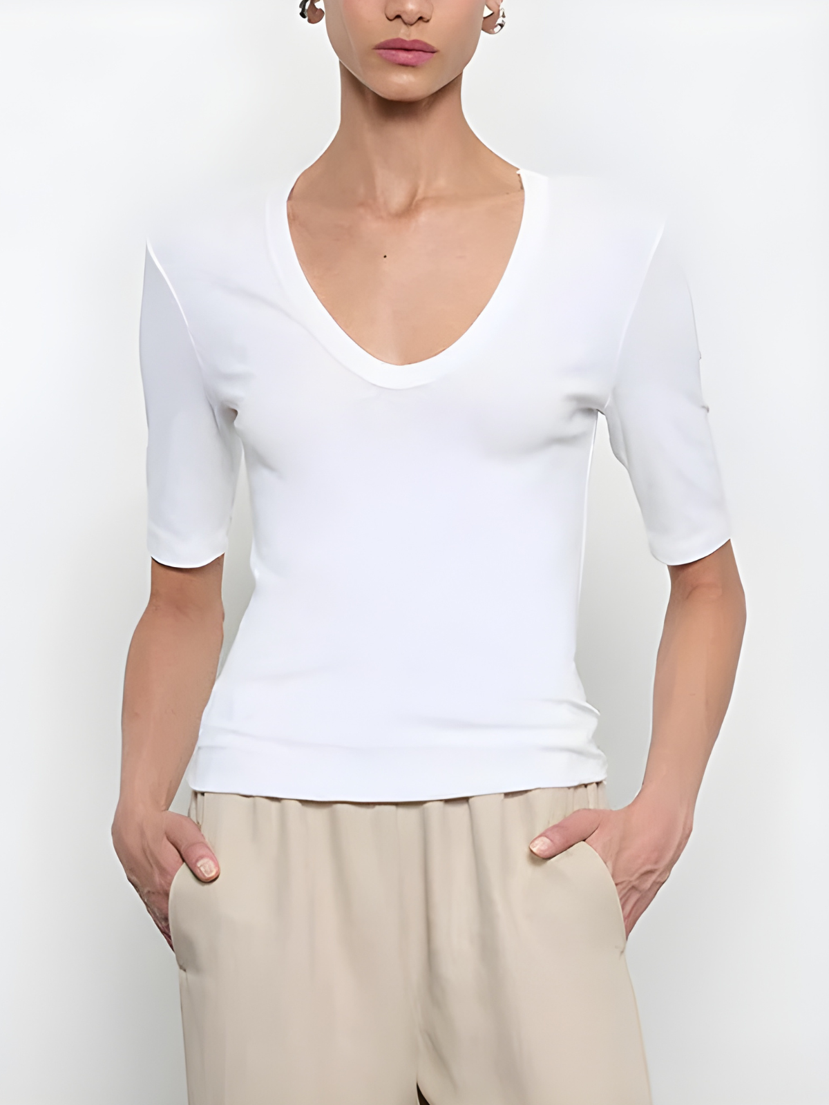 Enza Costa Textured Knit Half Sleeve Top