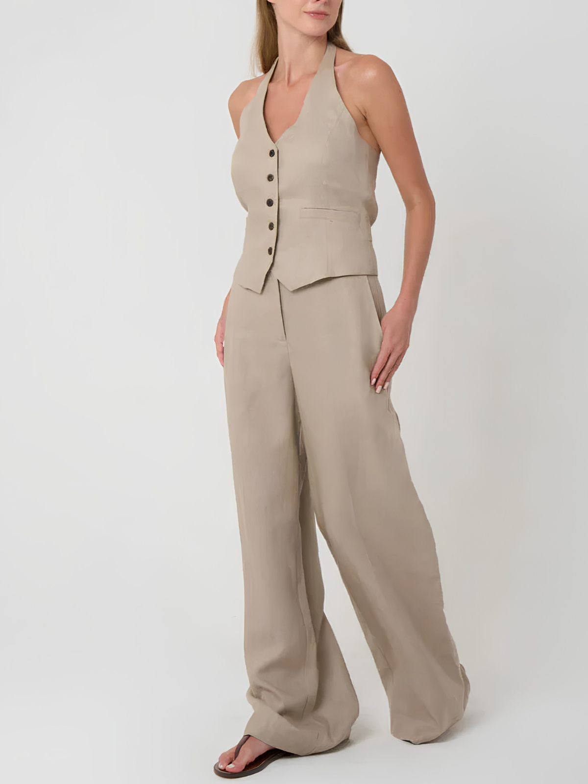 Phoebe Jon Sabrina Halter Linen Vest_SABRINA