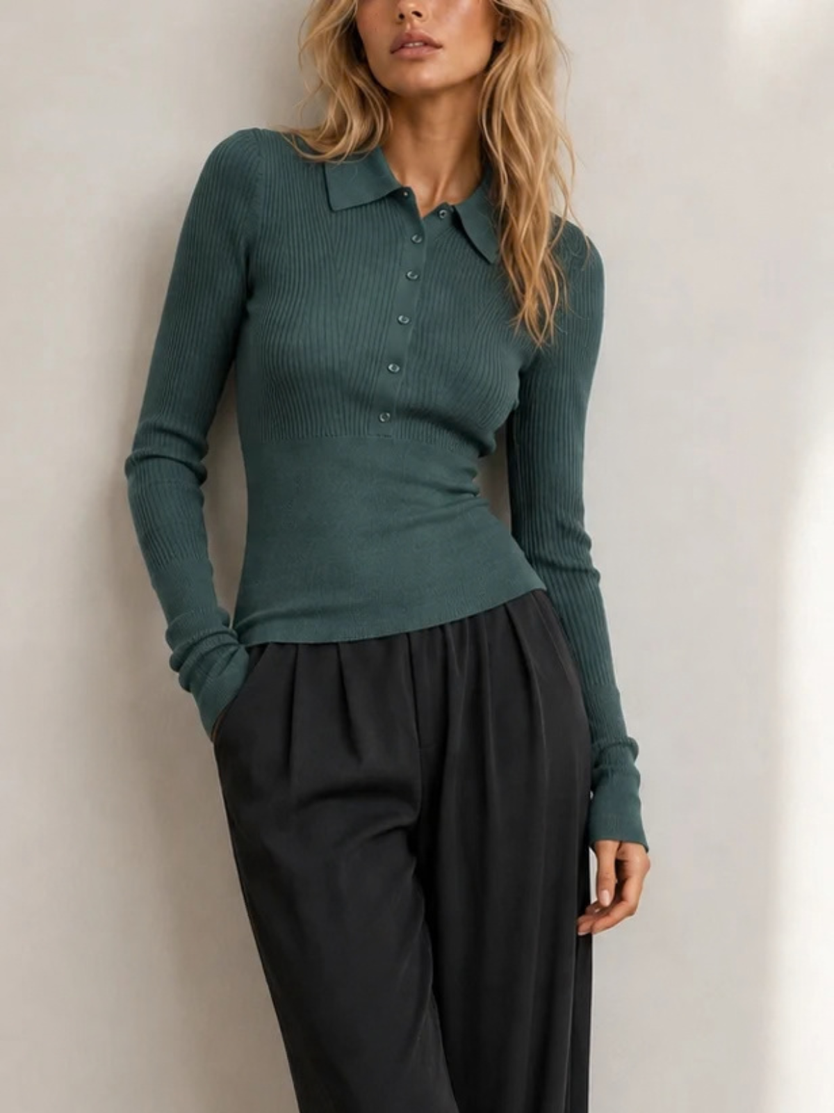 Saint Art Cillian Rib Polo Sweater_K52