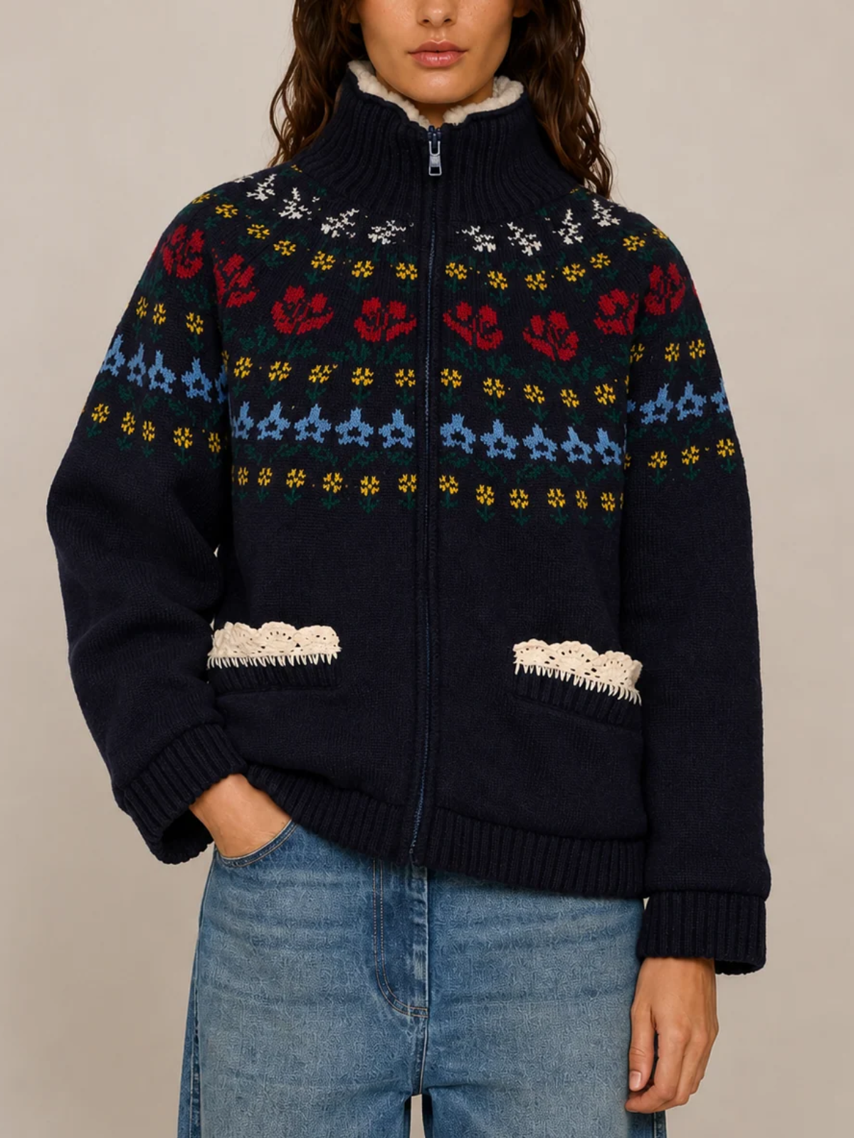 Sea Preston Knit Sherpa Jacket_AW26-115