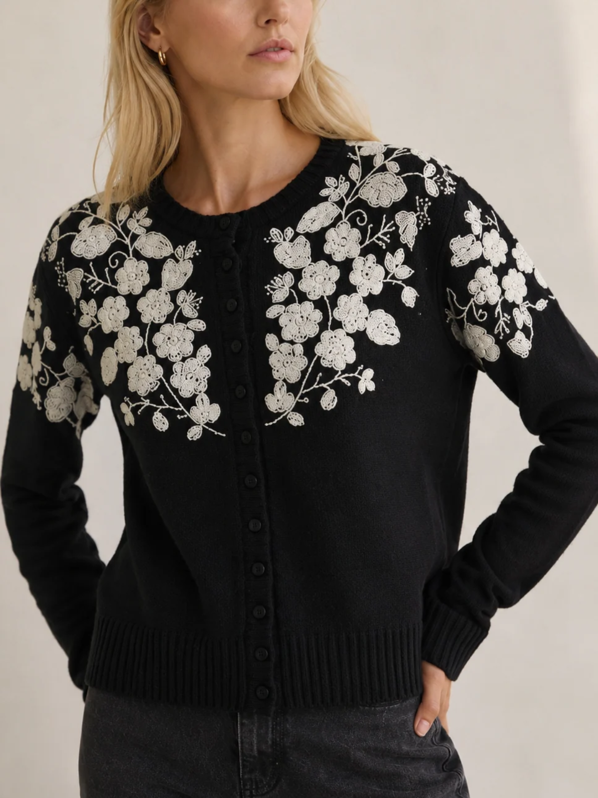 Sea Shiloh Embroidered Long Sleeve Cardigan_AW26-128