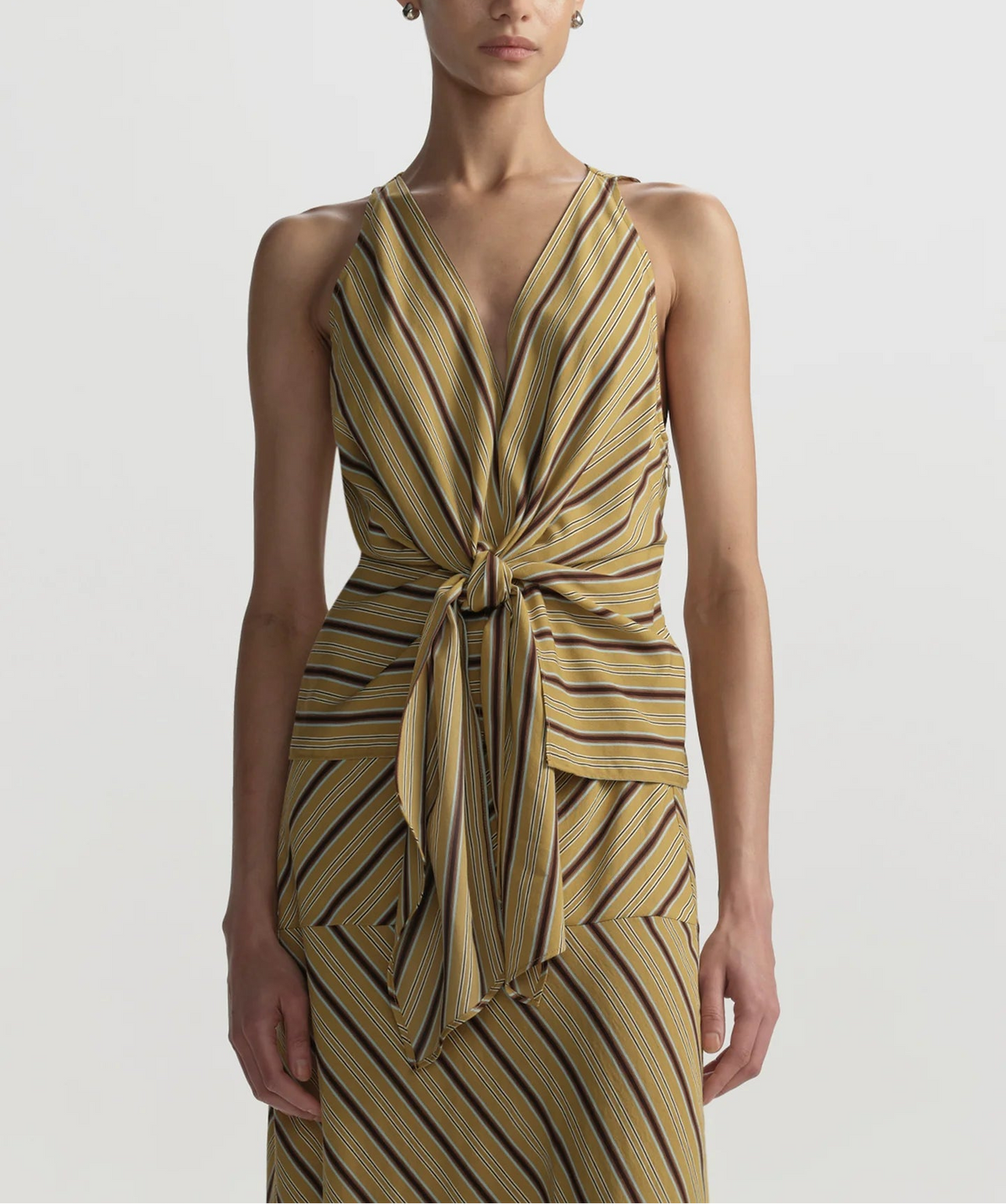 ALC Elle Tie Front Striped Top