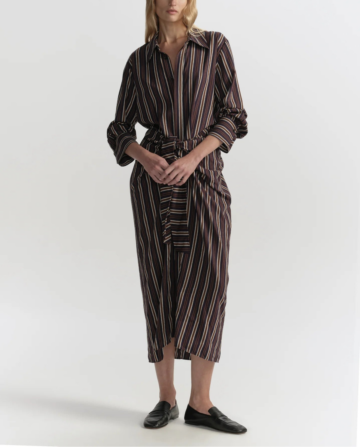 A.L.C Mila Striped Midi Shirtdress