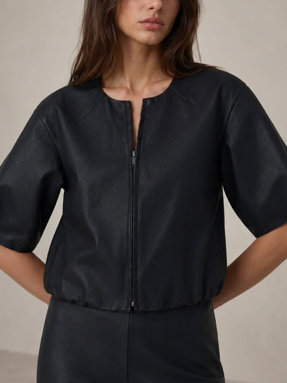 Simkhai Austyn Short Sleeve Zip Up Jacket_426-2306-PL