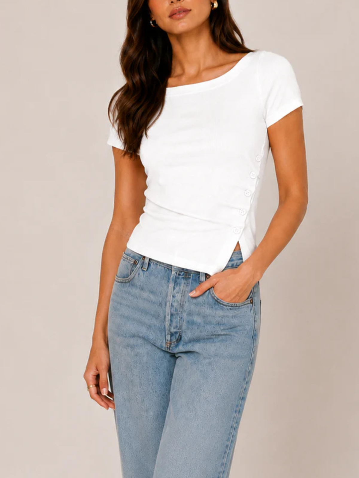 Stateside TS Rib Side Buttoned Top_618-6269