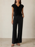 Stateside TS Ruched V-Neck Cap Sleeve Top_618-6174