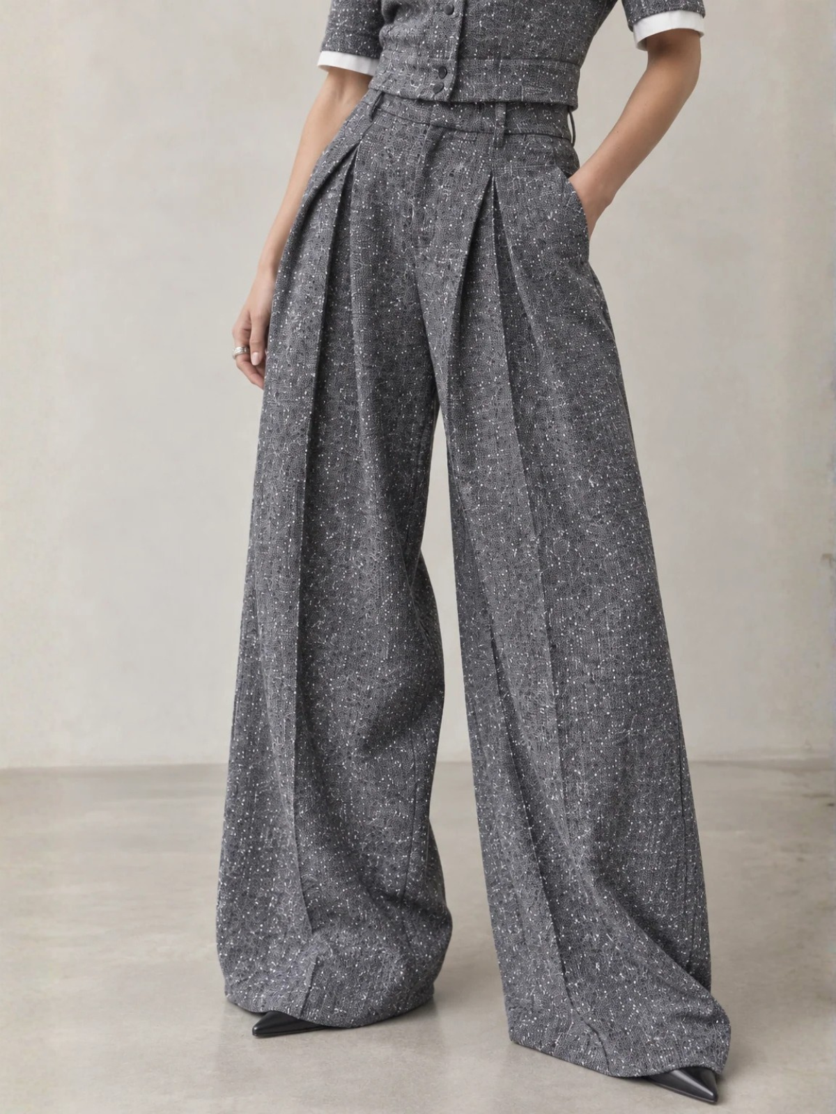 Suncoo Jerk Wide Leg Sequins Pant H26C04137