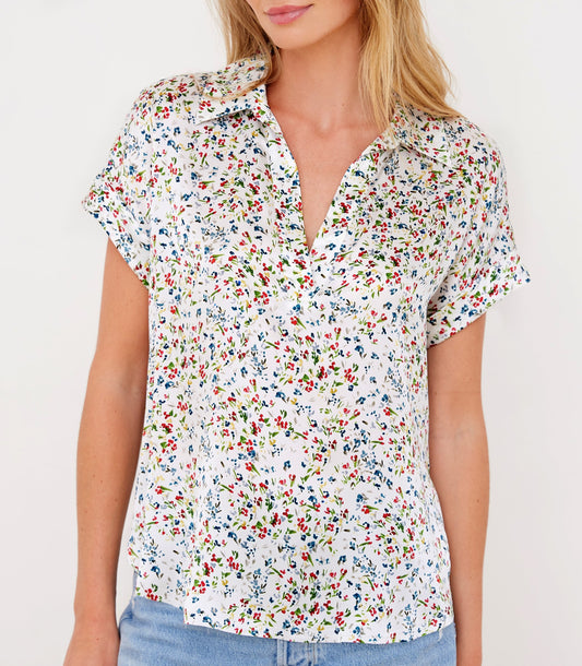 Go Silk Luxe Polo Printed Blouse