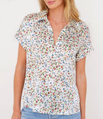 Go Silk Luxe Polo Printed Blouse