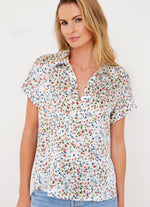 Go Silk Luxe Polo Printed Blouse